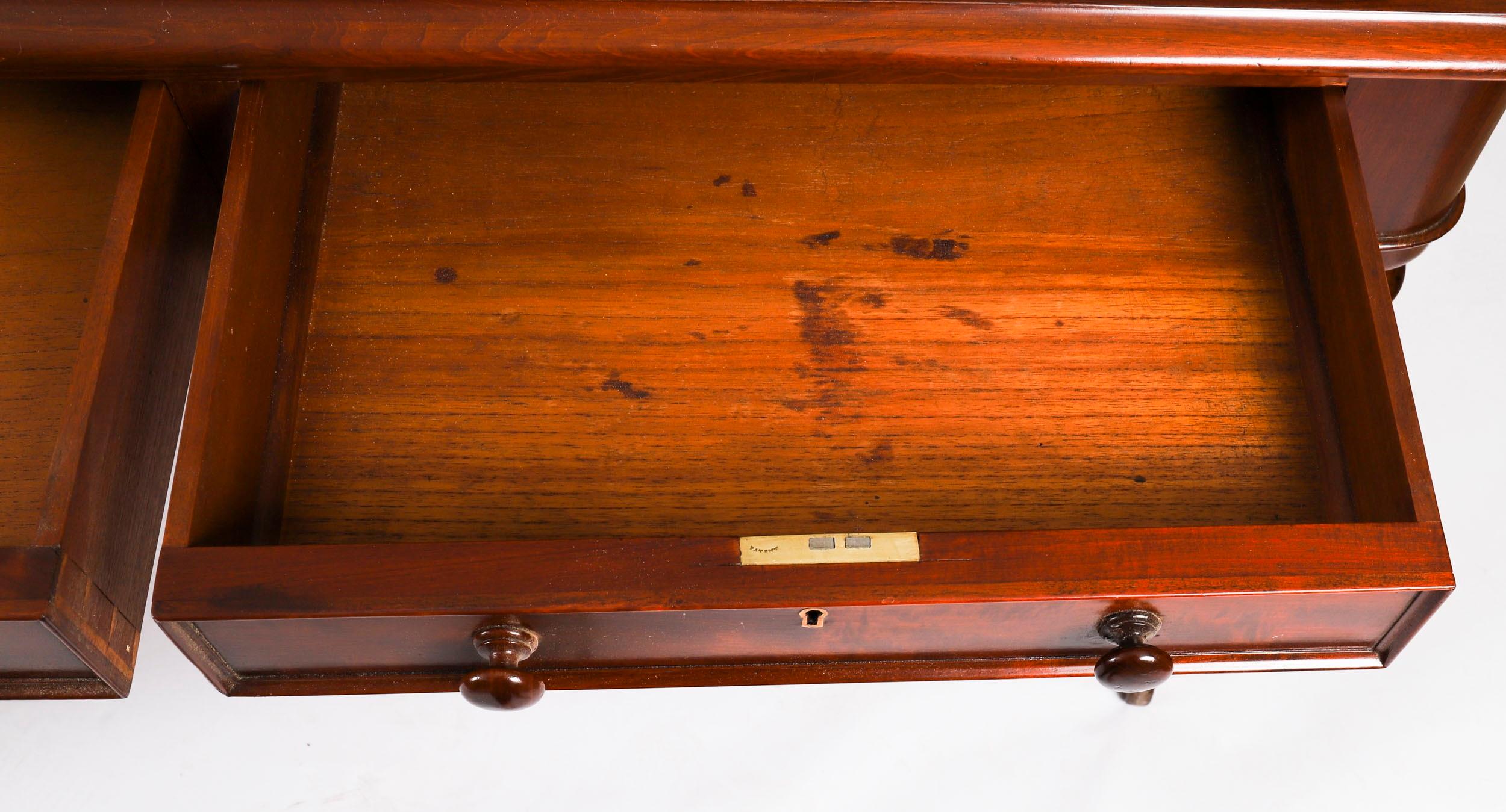 Antique 6ft Victorian Partners Writing Library Table Desk 19th C 183x105cm For Sale 5