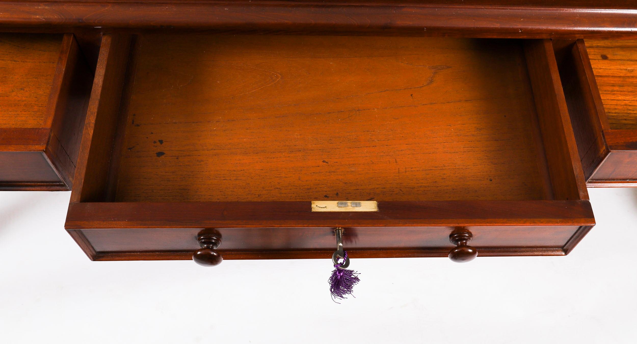 Antique 6ft Victorian Partners Writing Library Table Desk 19th C 183x105cm For Sale 6