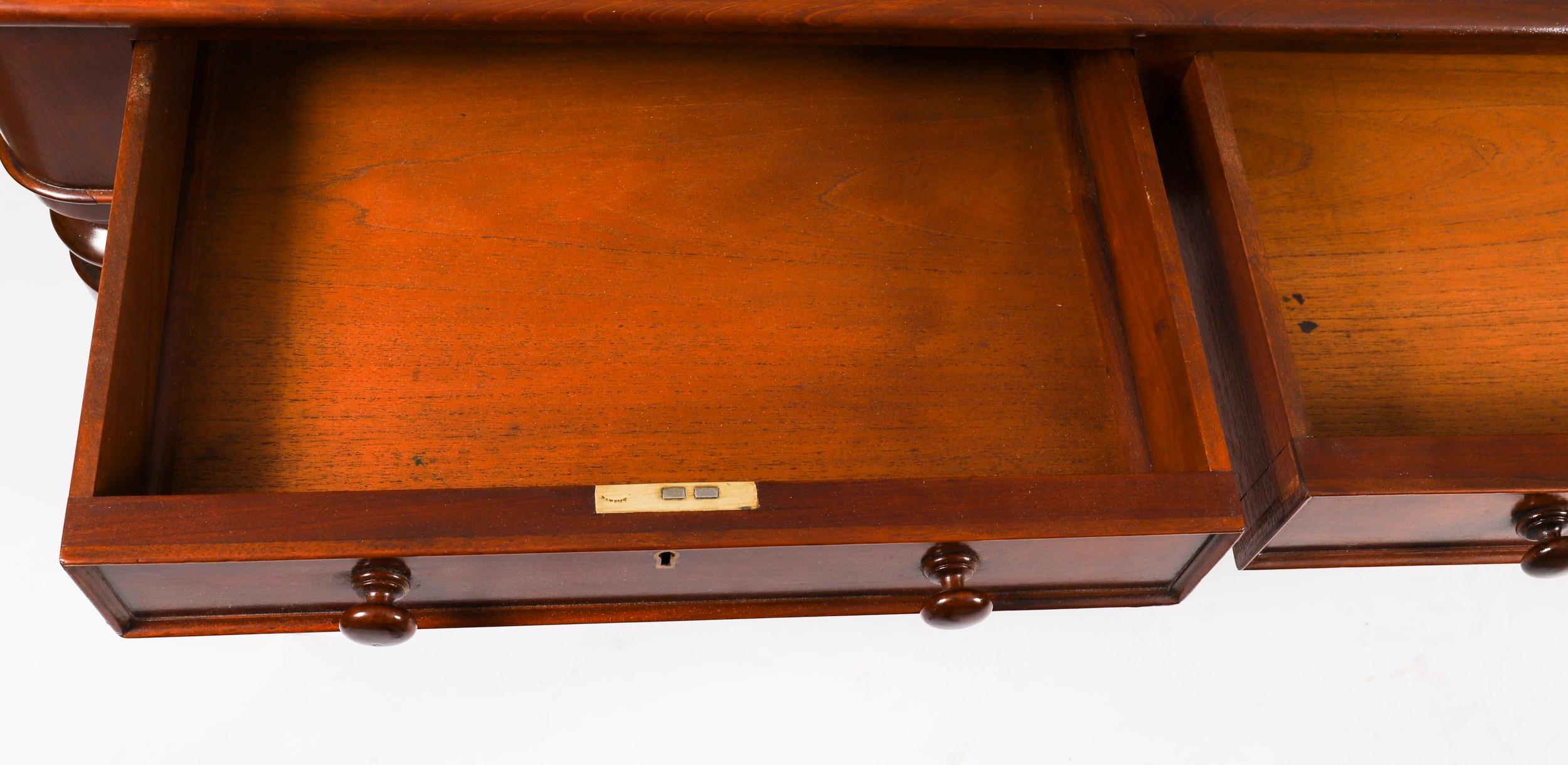 Antique 6ft Victorian Partners Writing Library Table Desk 19th C 183x105cm For Sale 7