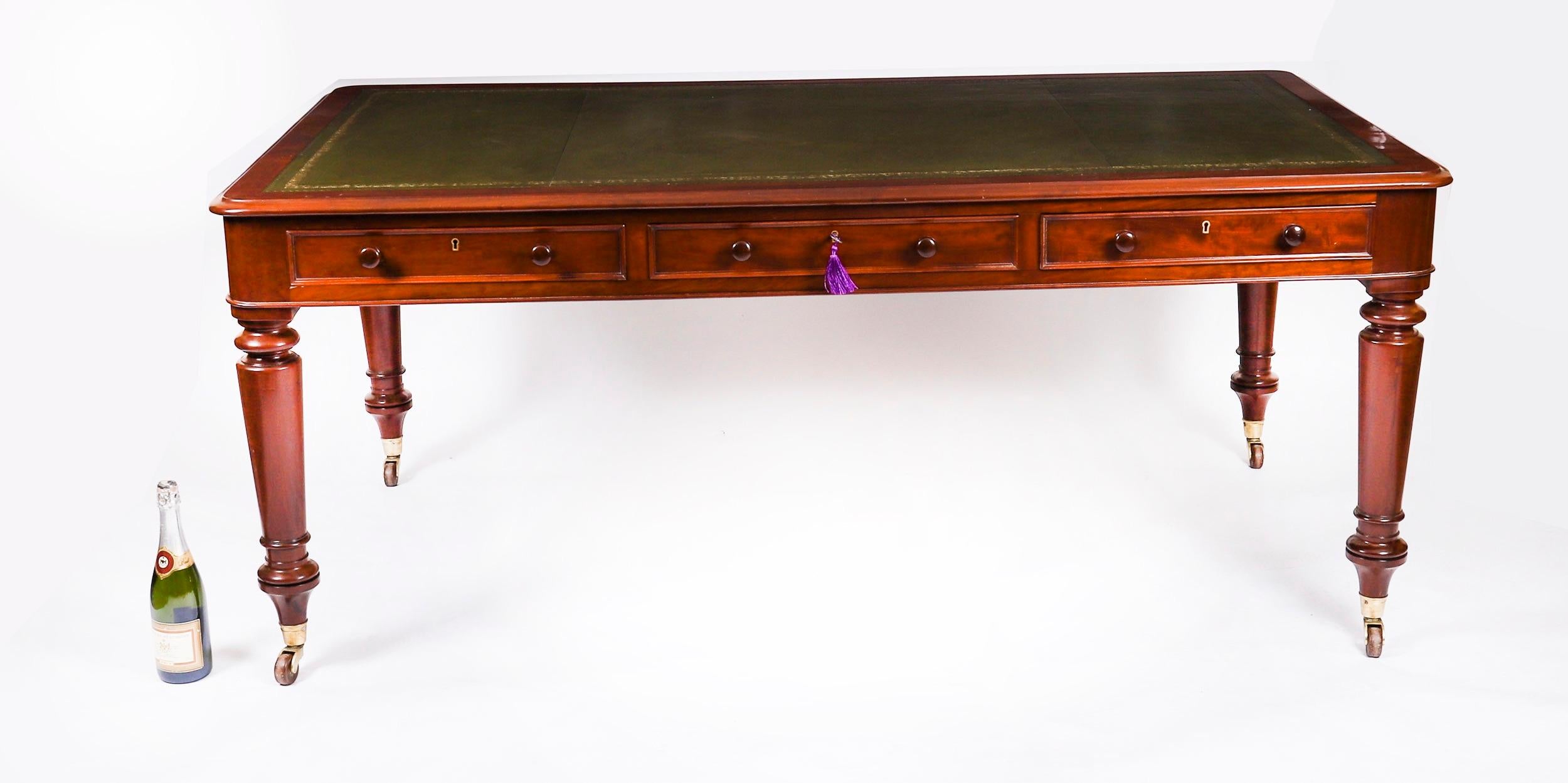 Antique 6ft Victorian Partners Writing Library Table Desk 19th C 183x105cm For Sale 10