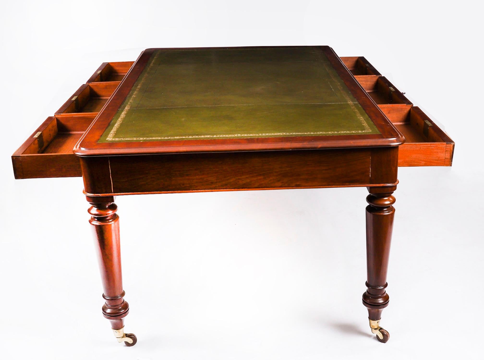 English Antique 6ft Victorian Partners Writing Library Table Desk 19th C 183x105cm For Sale