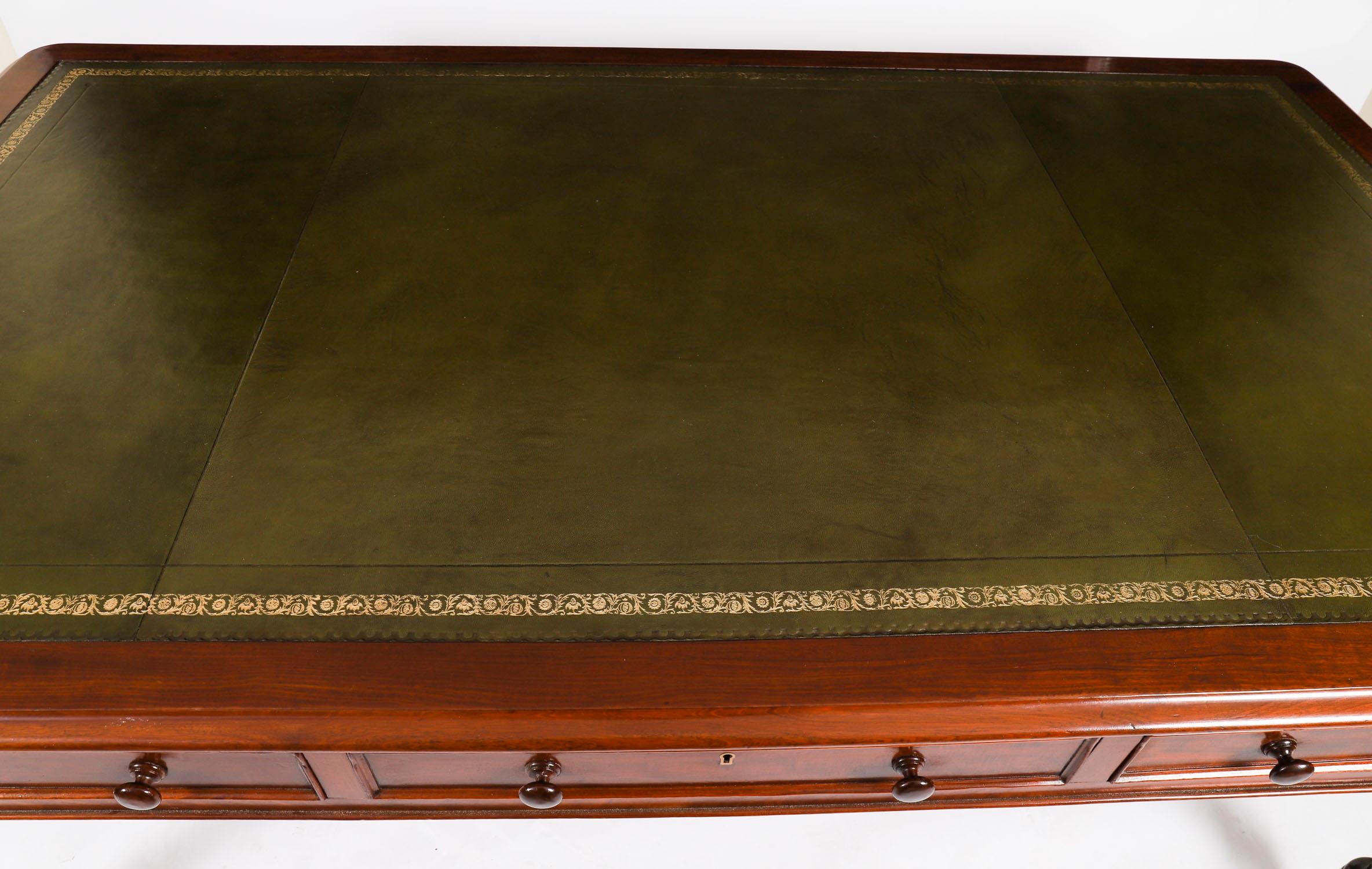 Mid-19th Century Antique 6ft Victorian Partners Writing Library Table Desk 19th C 183x105cm For Sale