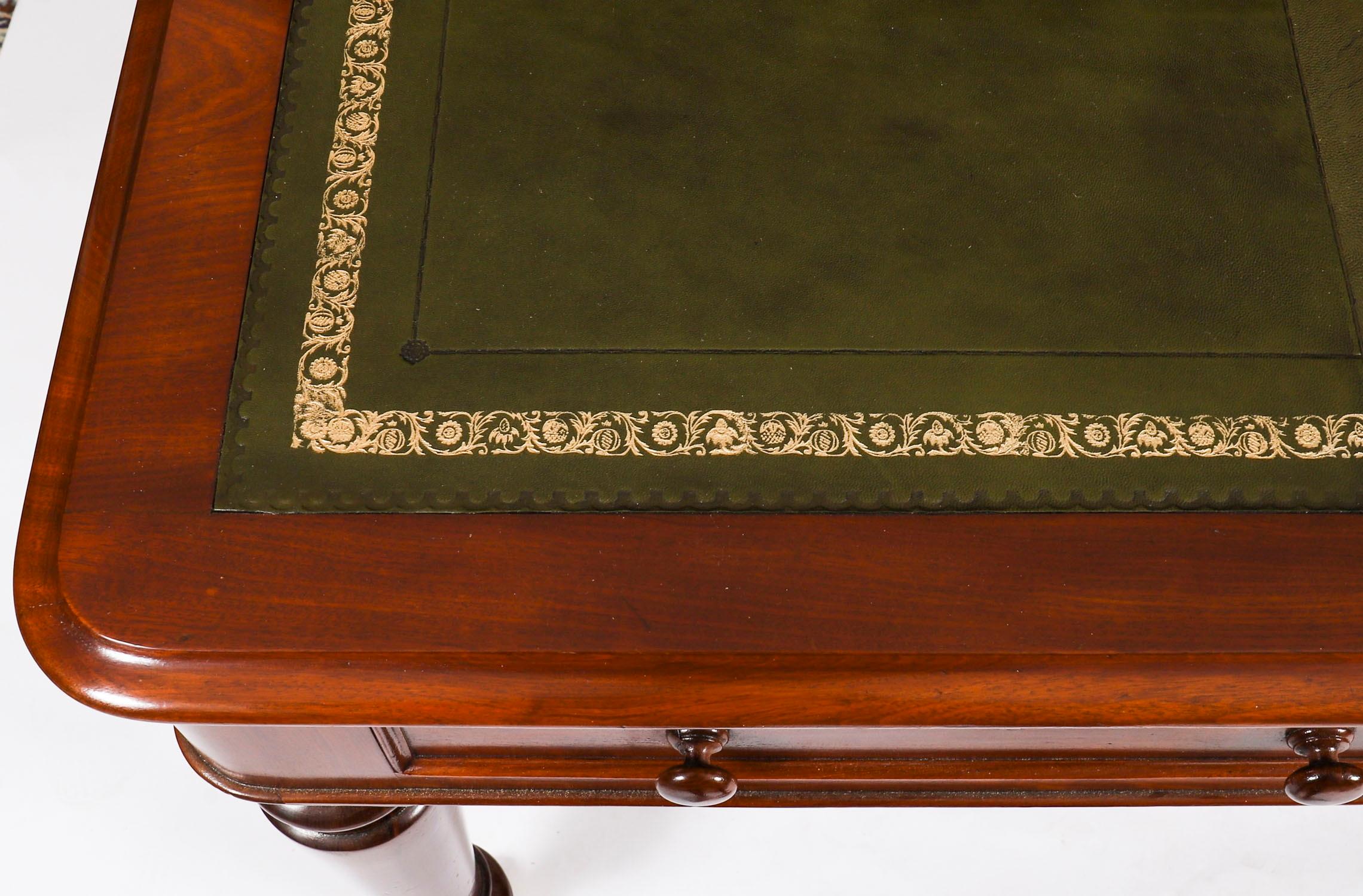 Mahogany Antique 6ft Victorian Partners Writing Library Table Desk 19th C 183x105cm For Sale