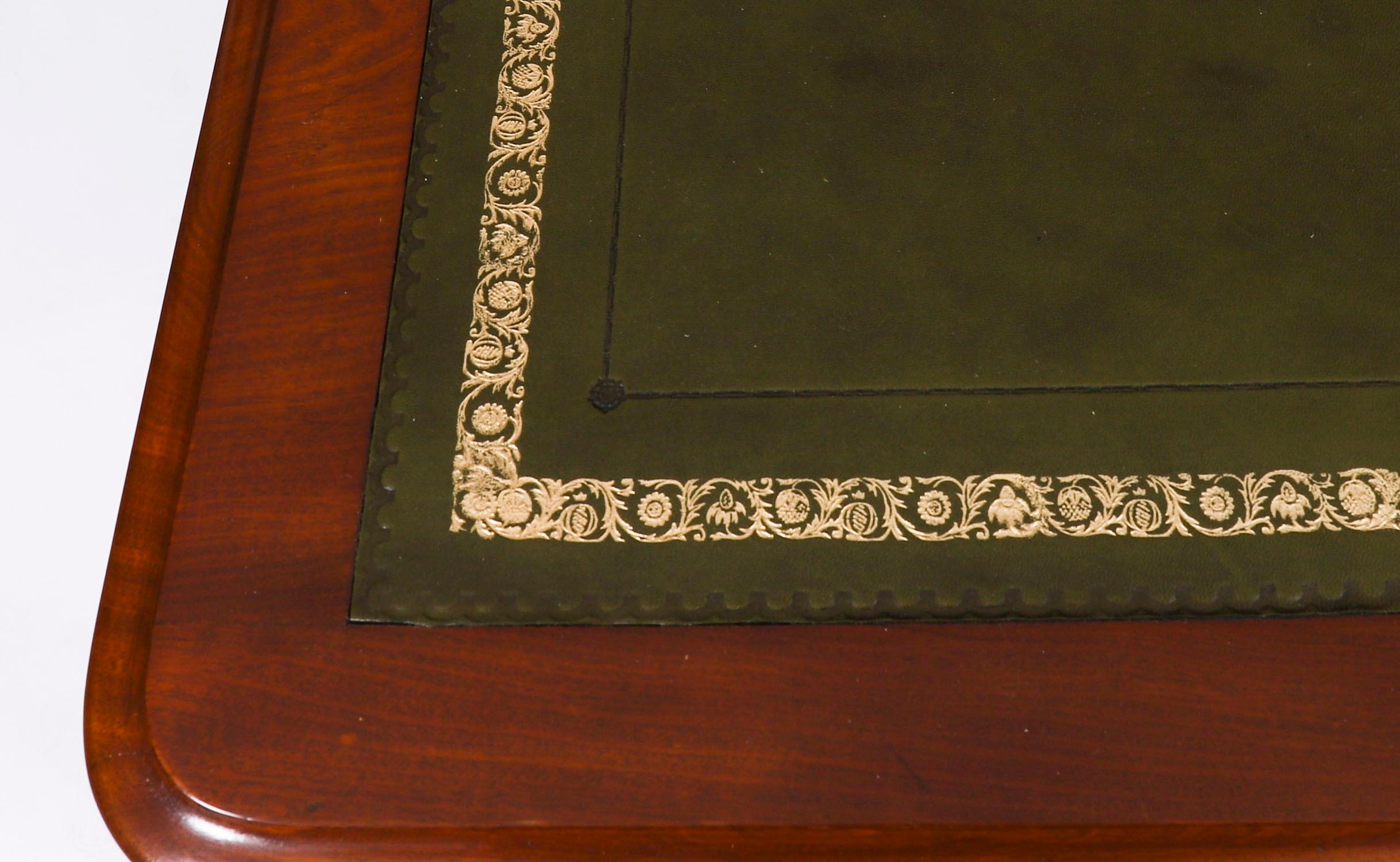 Antique 6ft Victorian Partners Writing Library Table Desk 19th C 183x105cm For Sale 1