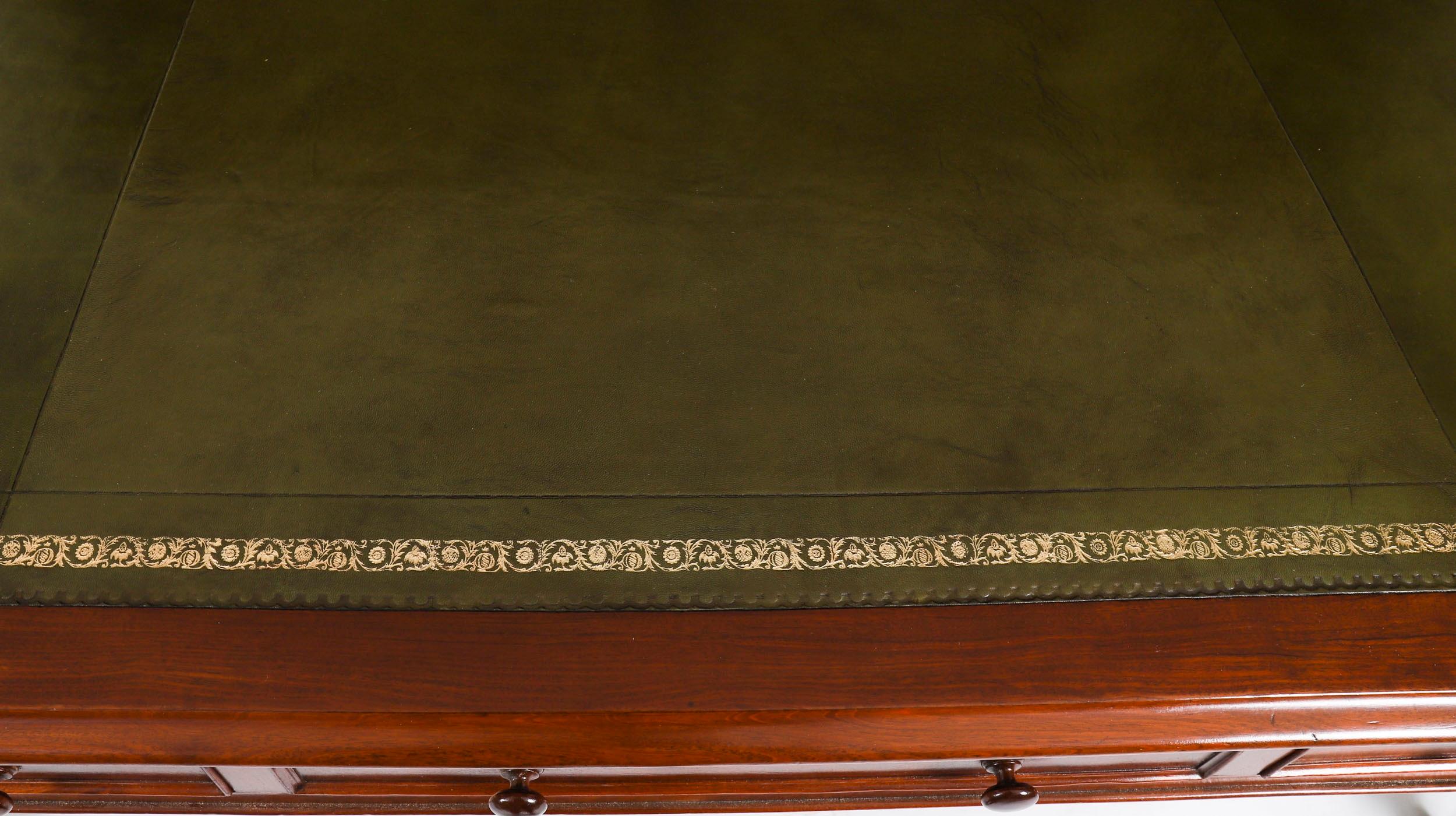 Antique 6ft Victorian Partners Writing Library Table Desk 19th C 183x105cm For Sale 2