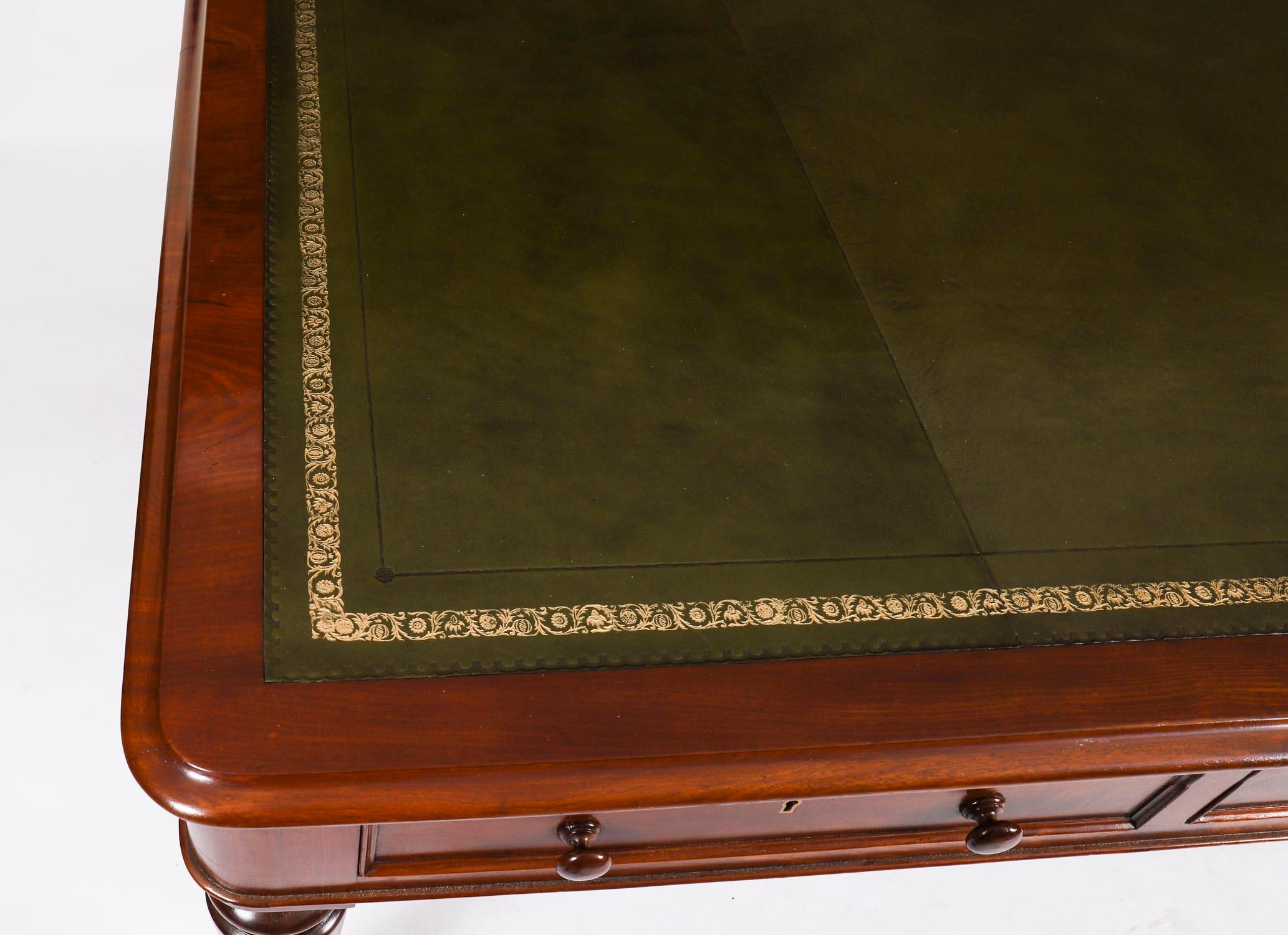 Antique 6ft Victorian Partners Writing Library Table Desk 19th C 183x105cm For Sale 3