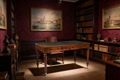 Antique 6ft Victorian Partners Writing Library Table Desk 19th Century