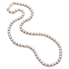 Vintage 6k Yellow Gold GIA Certified Akoya Pearl Necklace