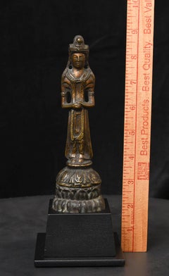 Antique 6th Century Chinese Cast Bronze Buddha Sculpture, Unique Lead-Base