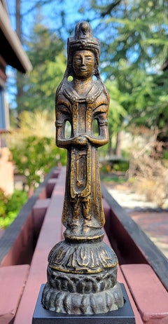 Antique 6th Century Chinese Cast Bronze Buddha Sculpture, Unique Lead-Base