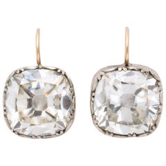 Antique 7 Carat Georgian Cushion Cut Paste Earrings