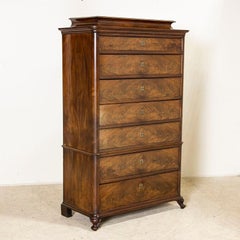 Antique 7 Drawer Mahogany Highboy Chest of Drawers Dresser from Denmark