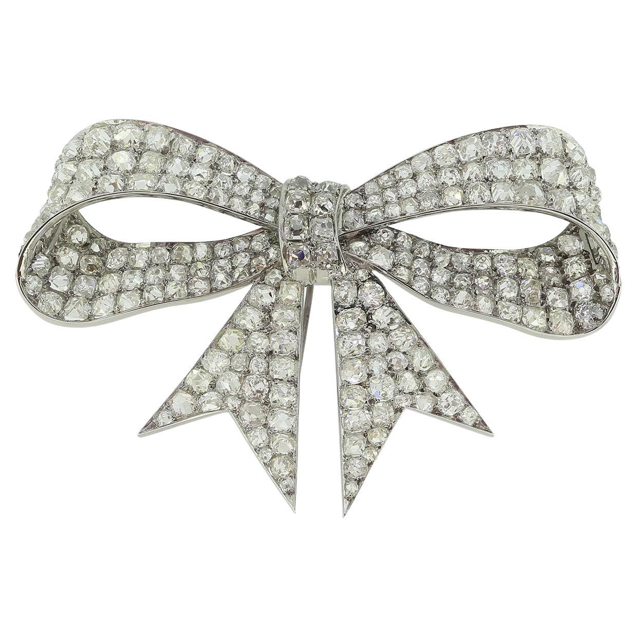 Antique 7.00 Carat Diamond Bow Brooch