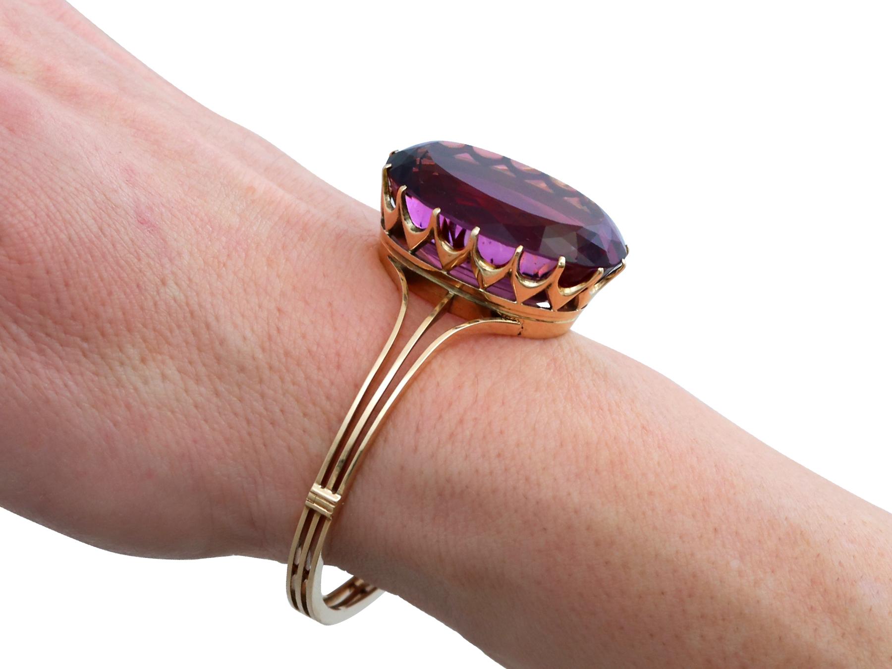 Antique 70.65ct Amethyst and 14k Yellow Gold Bangle For Sale 5