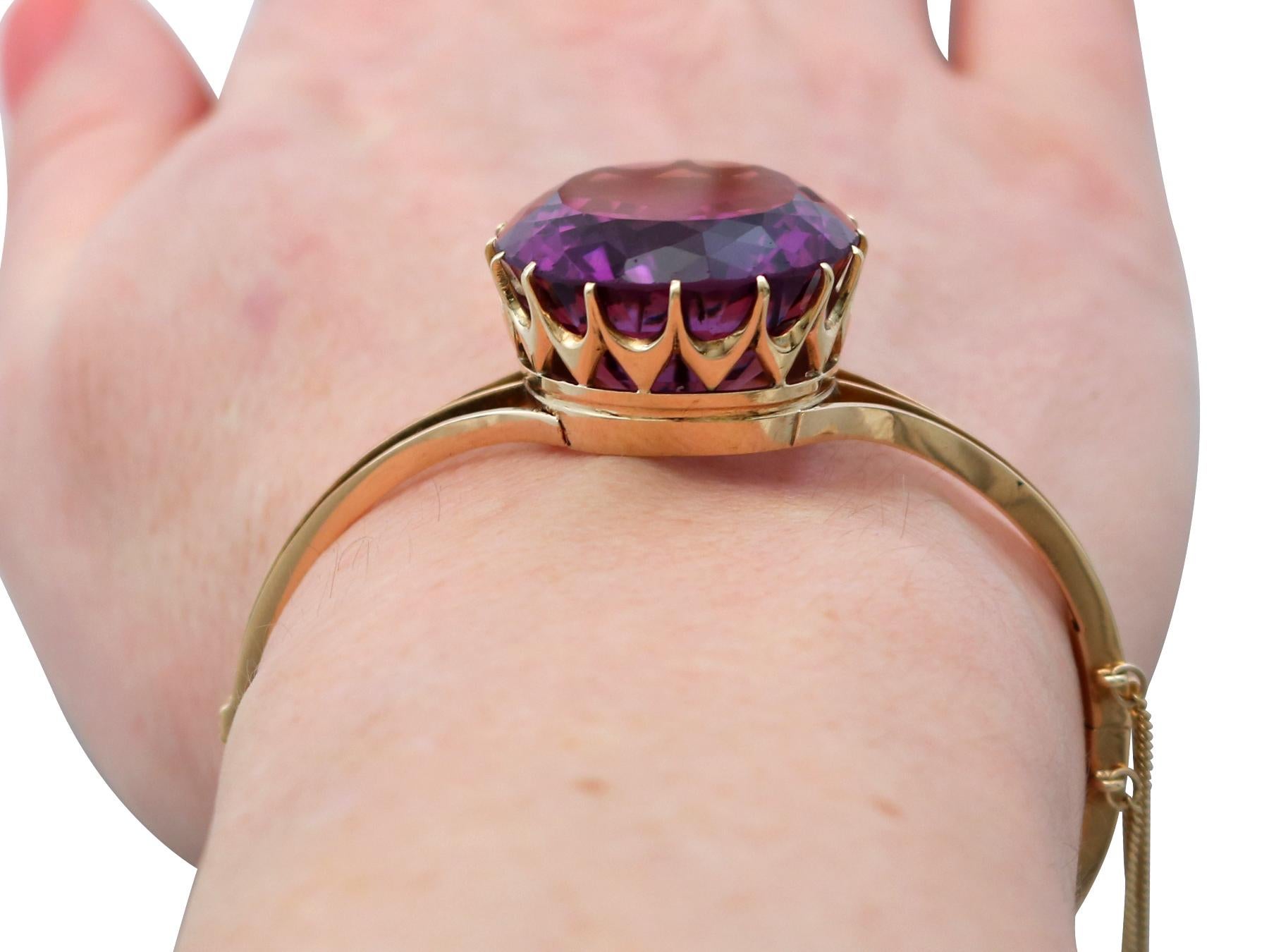 Antique 70.65ct Amethyst and 14k Yellow Gold Bangle For Sale 6
