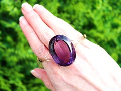 Antique 70.65ct Amethyst and 14k Yellow Gold Bangle