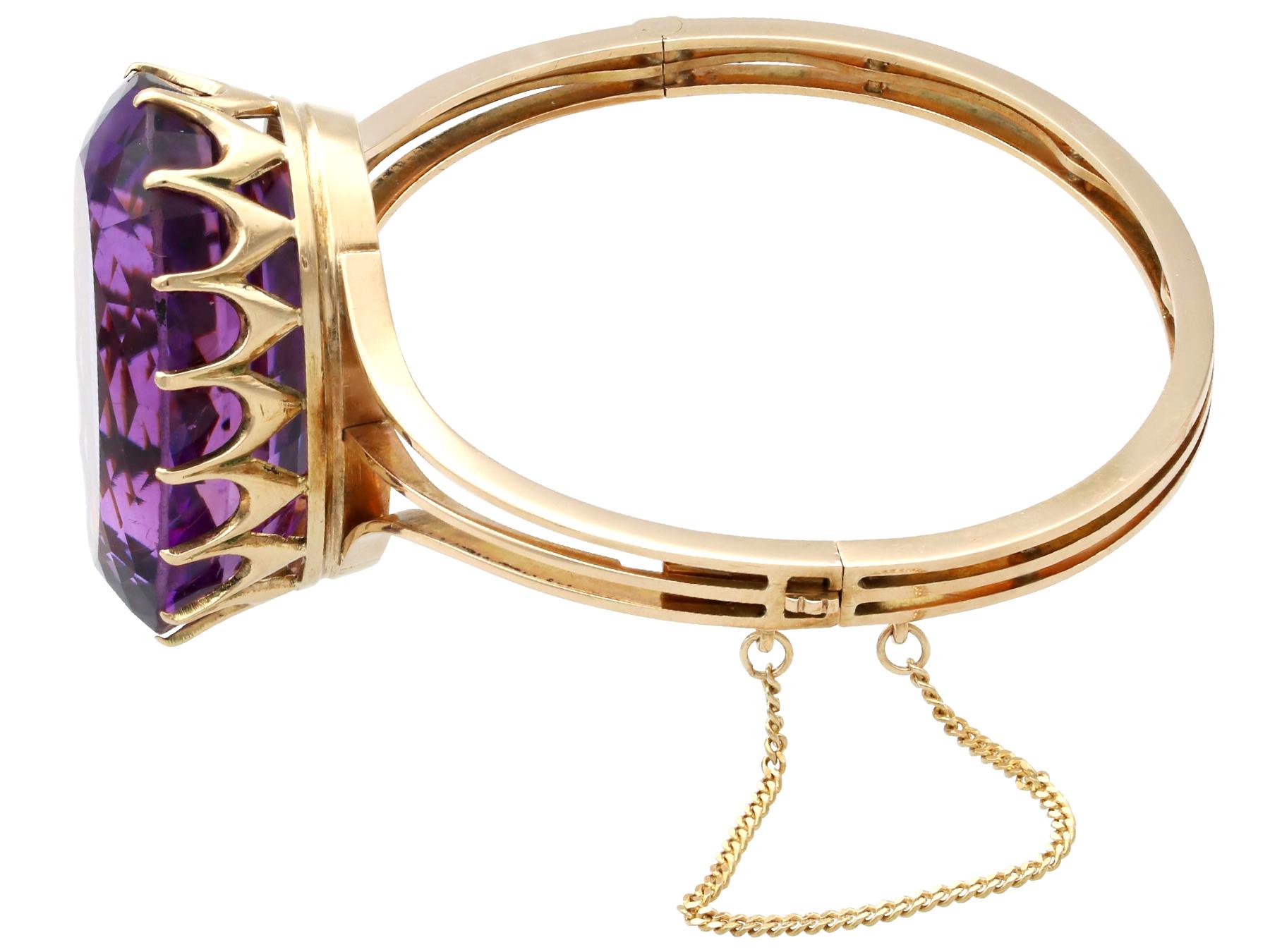 Antique 70.65ct Amethyst and 14k Yellow Gold Bangle In Excellent Condition For Sale In Jesmond, Newcastle Upon Tyne