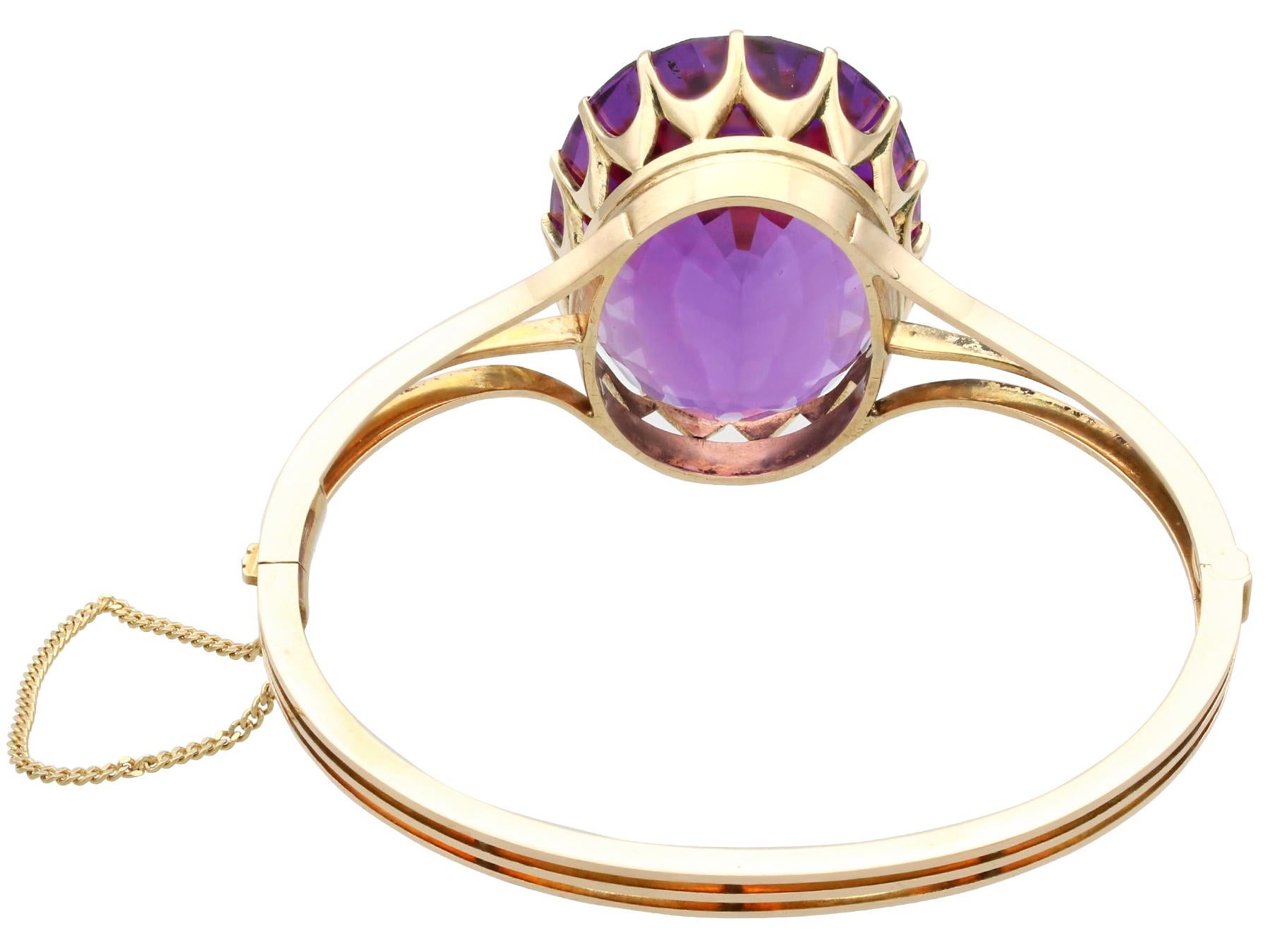 Women's or Men's Antique 70.65ct Amethyst and 14k Yellow Gold Bangle For Sale