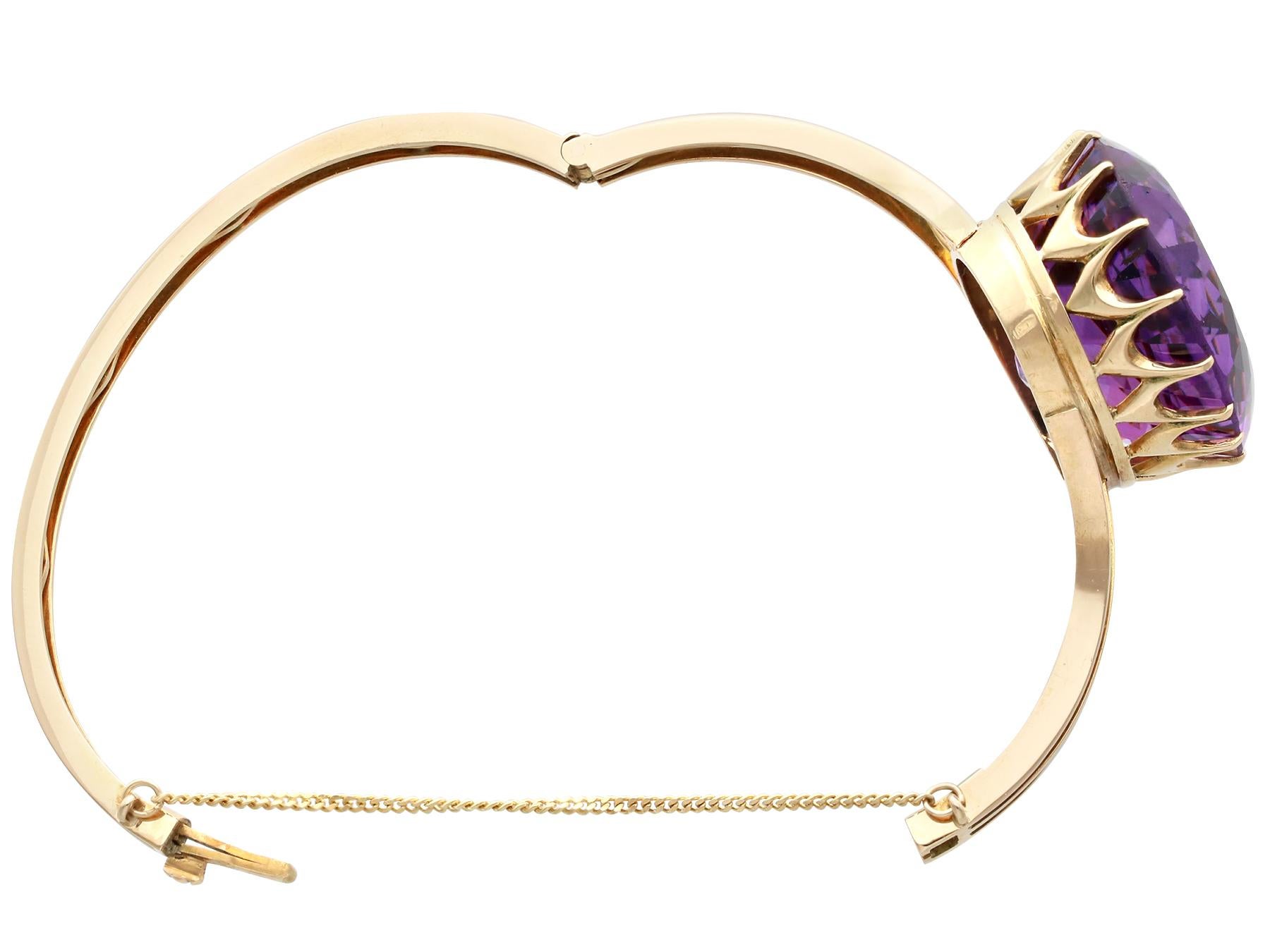 Antique 70.65ct Amethyst and 14k Yellow Gold Bangle For Sale 1