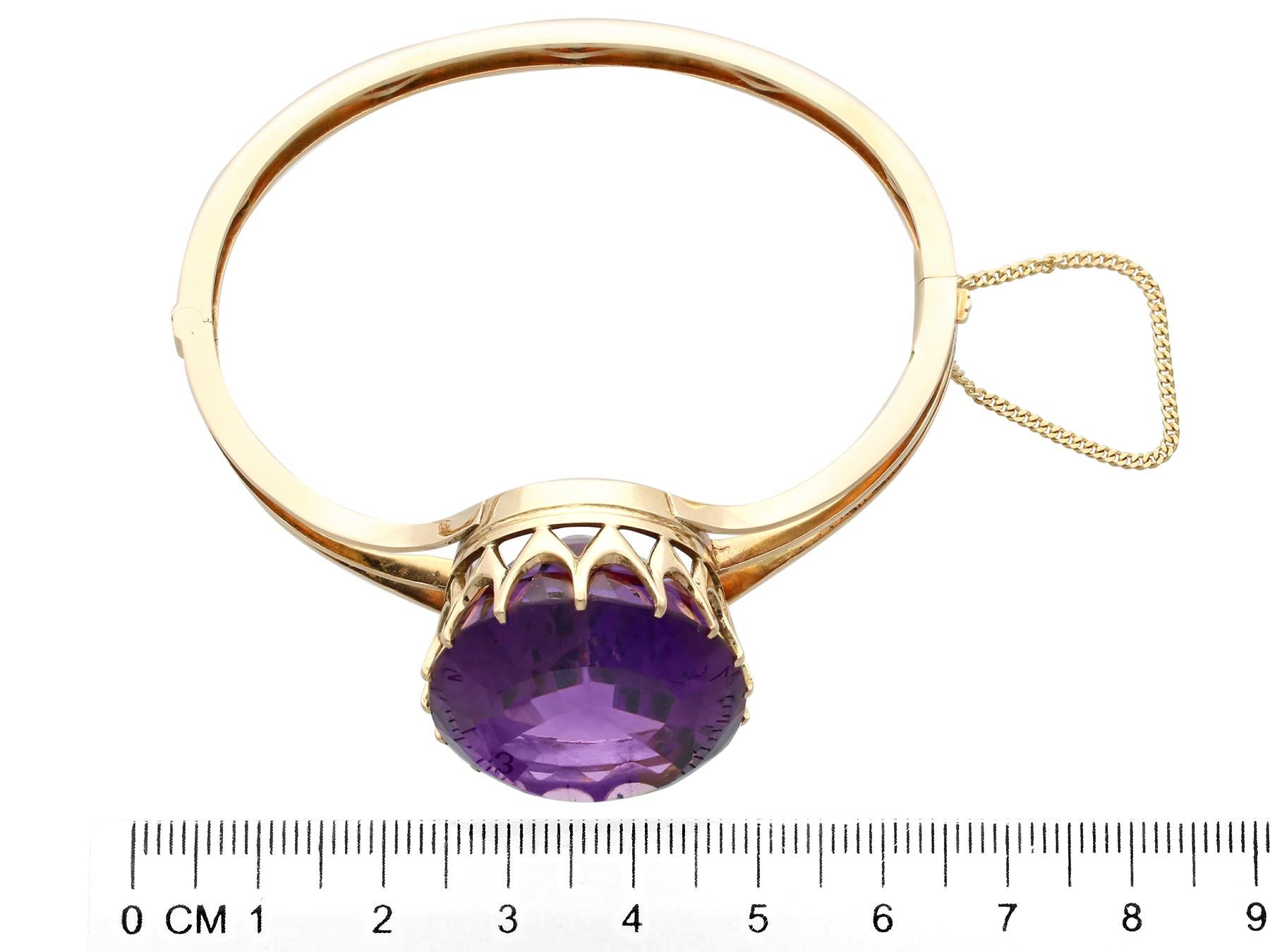 Antique 70.65ct Amethyst and 14k Yellow Gold Bangle For Sale 2