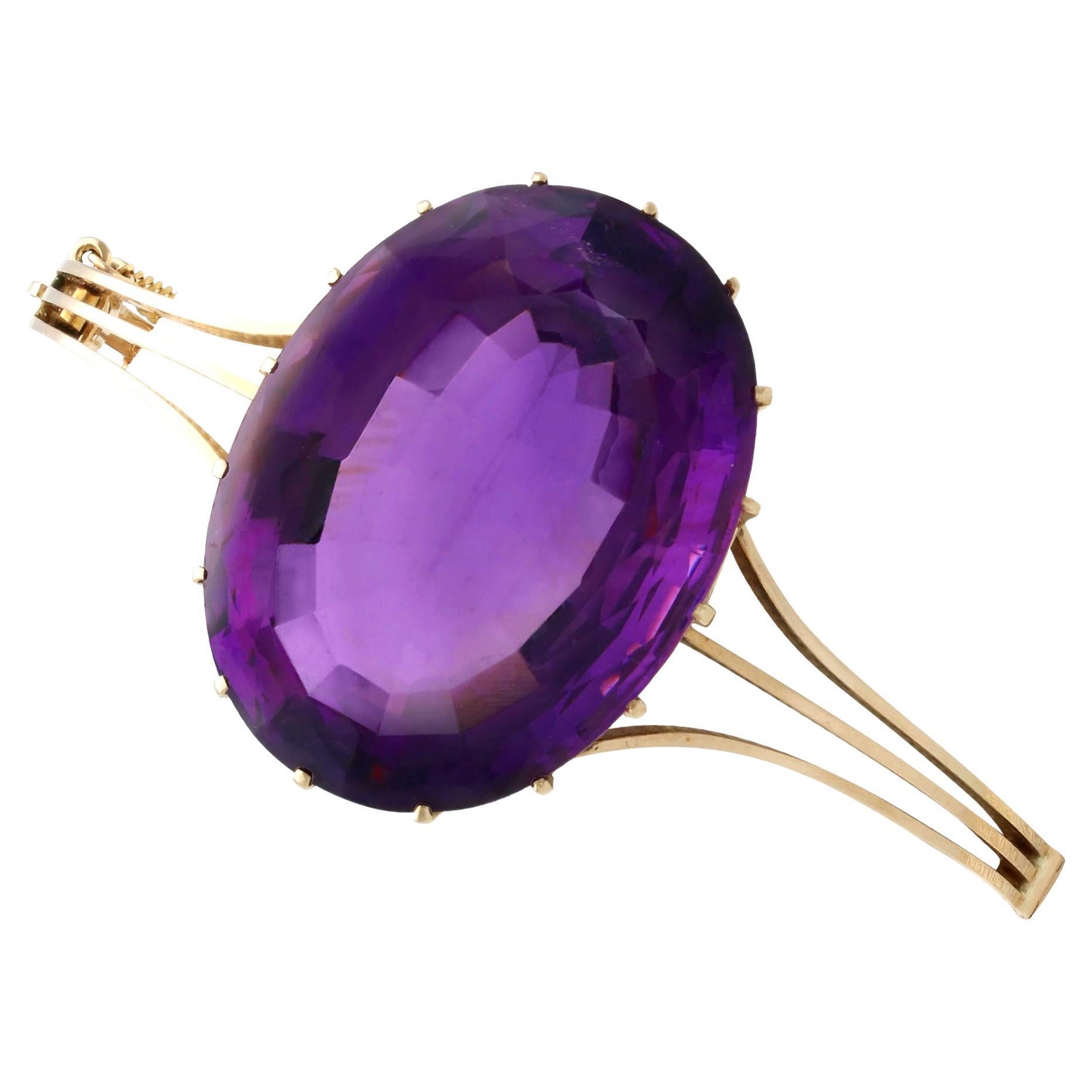 Antique 70.65ct Amethyst and 14k Yellow Gold Bangle For Sale