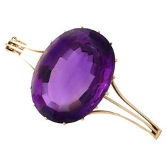 Antique 70.65ct Amethyst and 14k Yellow Gold Bangle