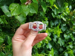 Antique 7.10 Carat Diamond and Platinum Art Deco Brooch