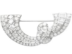 Antique 7.16Ct Diamond and Platinum Brooch Circa 1930