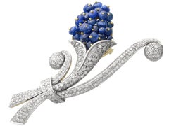 Broche ancienne en or jaune 15 carats avec saphirs de 7,20 carats et diamants de 2,91 carats, c. 1920