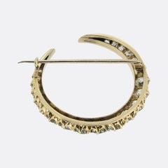 Antique 7.24 Carat Diamond Crescent Brooch