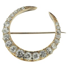 Antike 7,24 Karat Diamant-Halbmond-Brosche