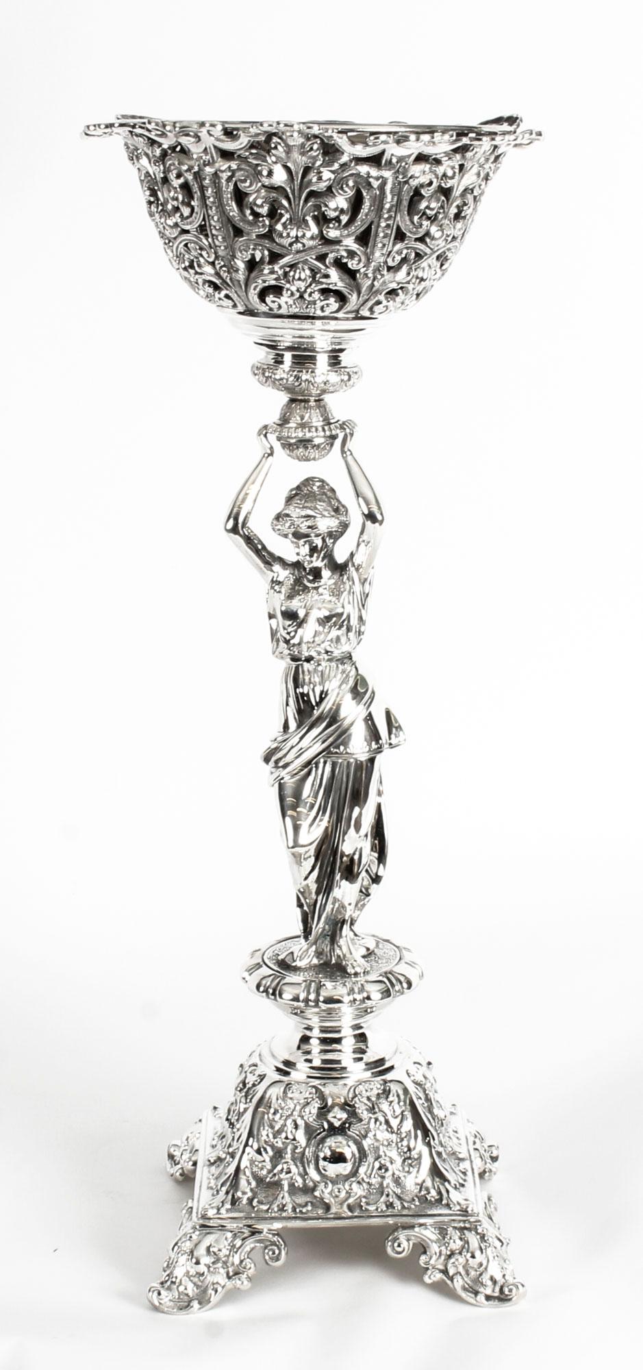 Antique Victorian Figural Silver Plate Centrepiece, 19th Century 4