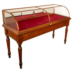 Antique 73" Oak Curved Glass Store Mercantile Display Case Counter Oregon 1895