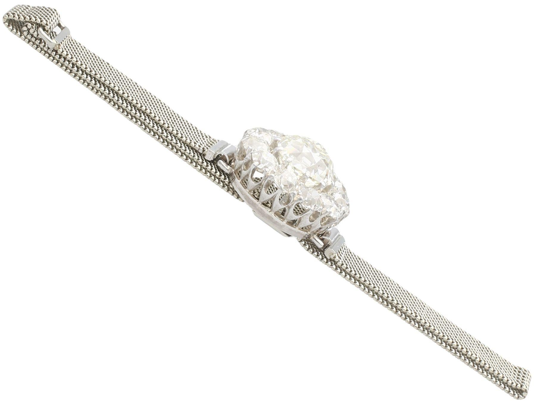 Women's or Men's Antique 7.47ct Diamond White Gold Bracelet For Sale