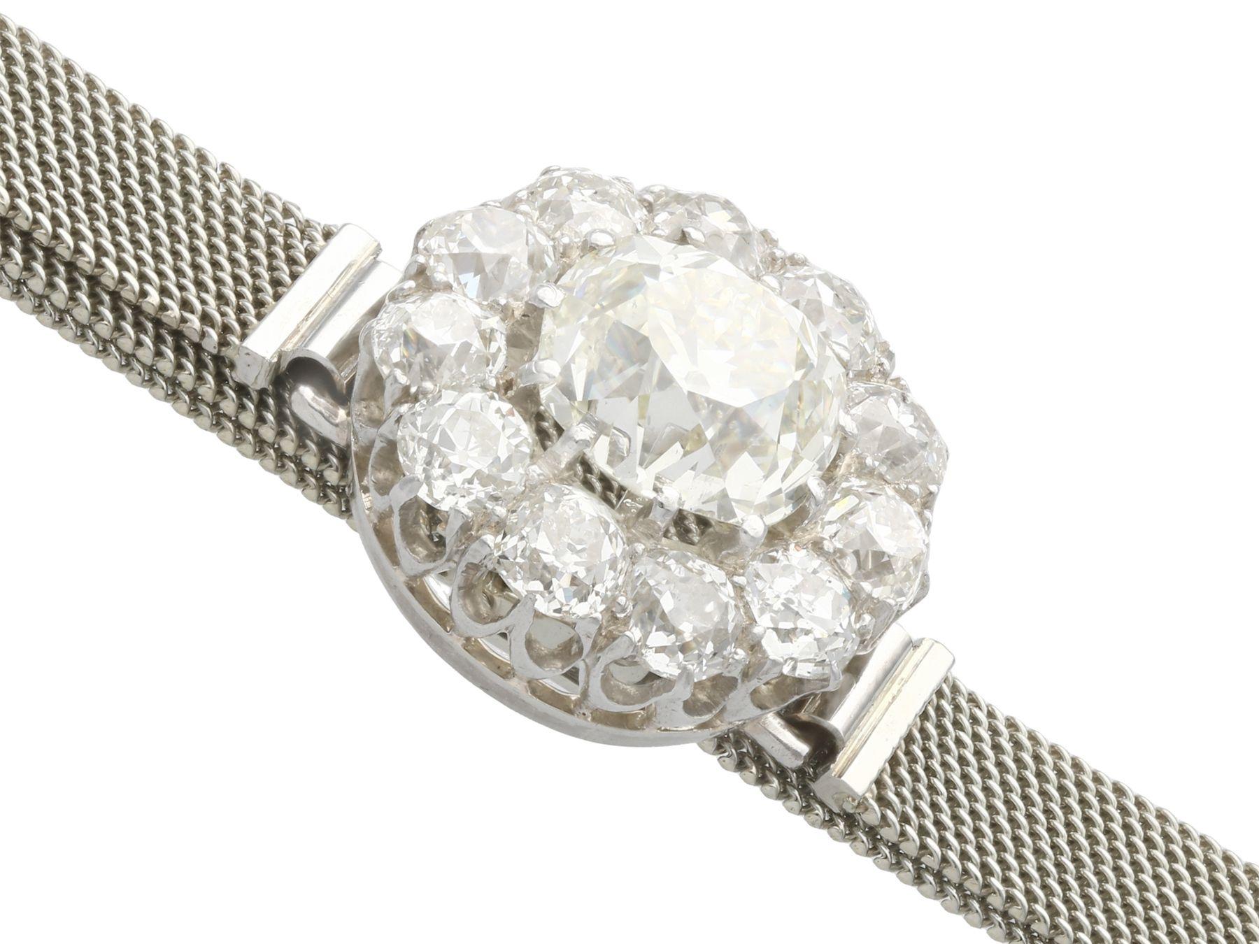 Antique 7.47ct Diamond White Gold Bracelet For Sale 1
