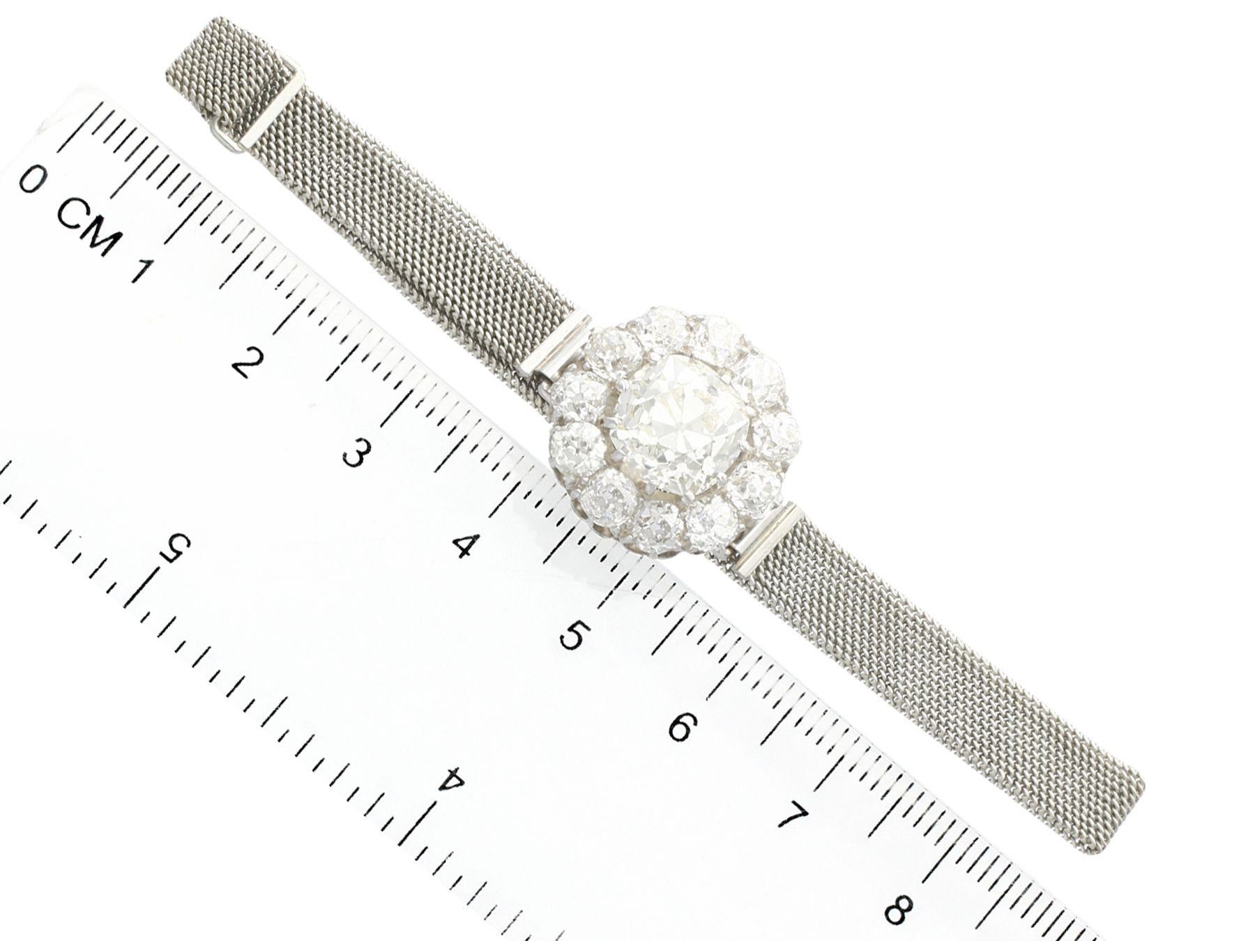 Antique 7.47ct Diamond White Gold Bracelet For Sale 4