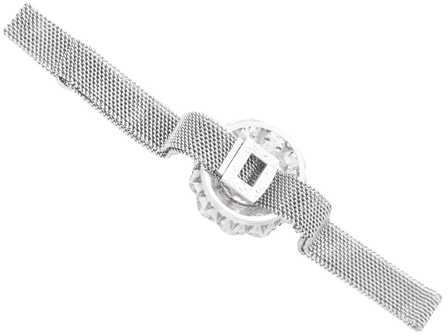 Antique 7.47 Carat Diamond White Gold Bracelet For Sale 6