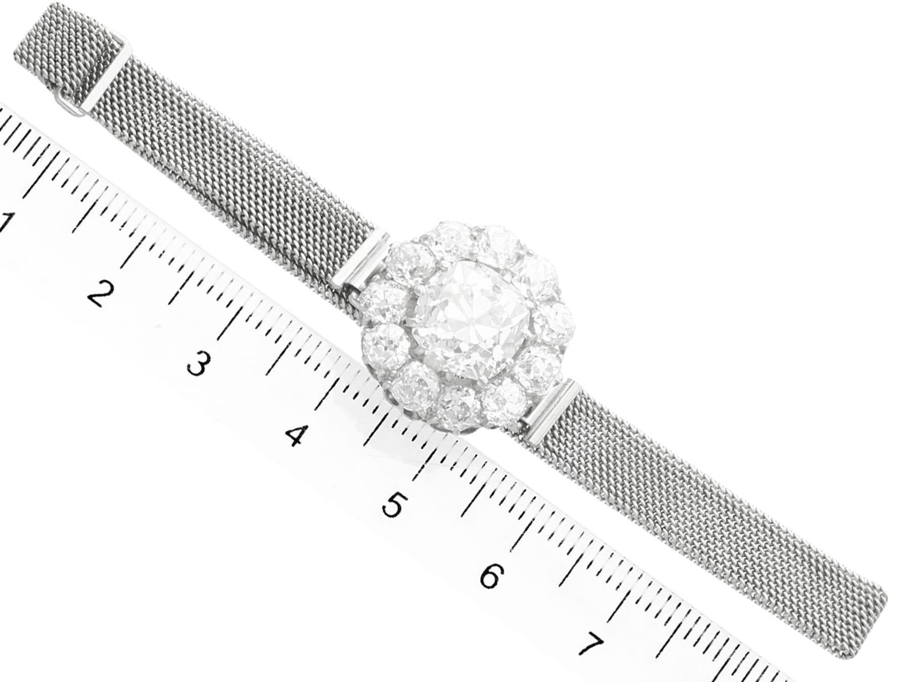 Antique 7.47 Carat Diamond White Gold Bracelet For Sale 8