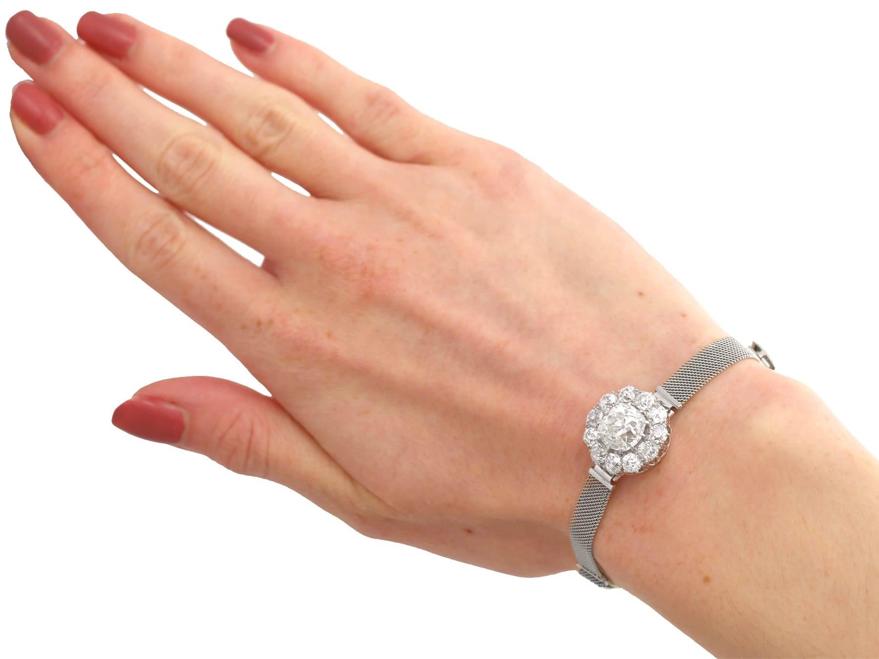 Antique 7.47 Carat Diamond White Gold Bracelet For Sale 9