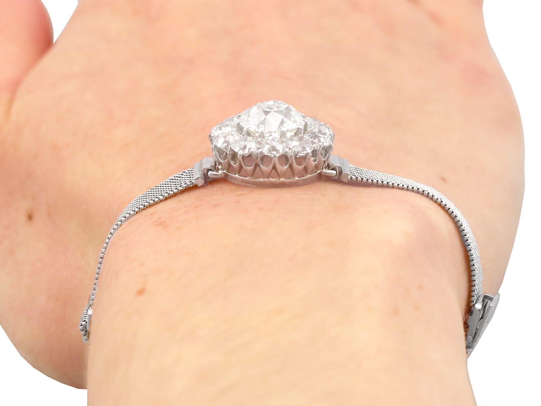 Antique 7.47 Carat Diamond White Gold Bracelet For Sale 10