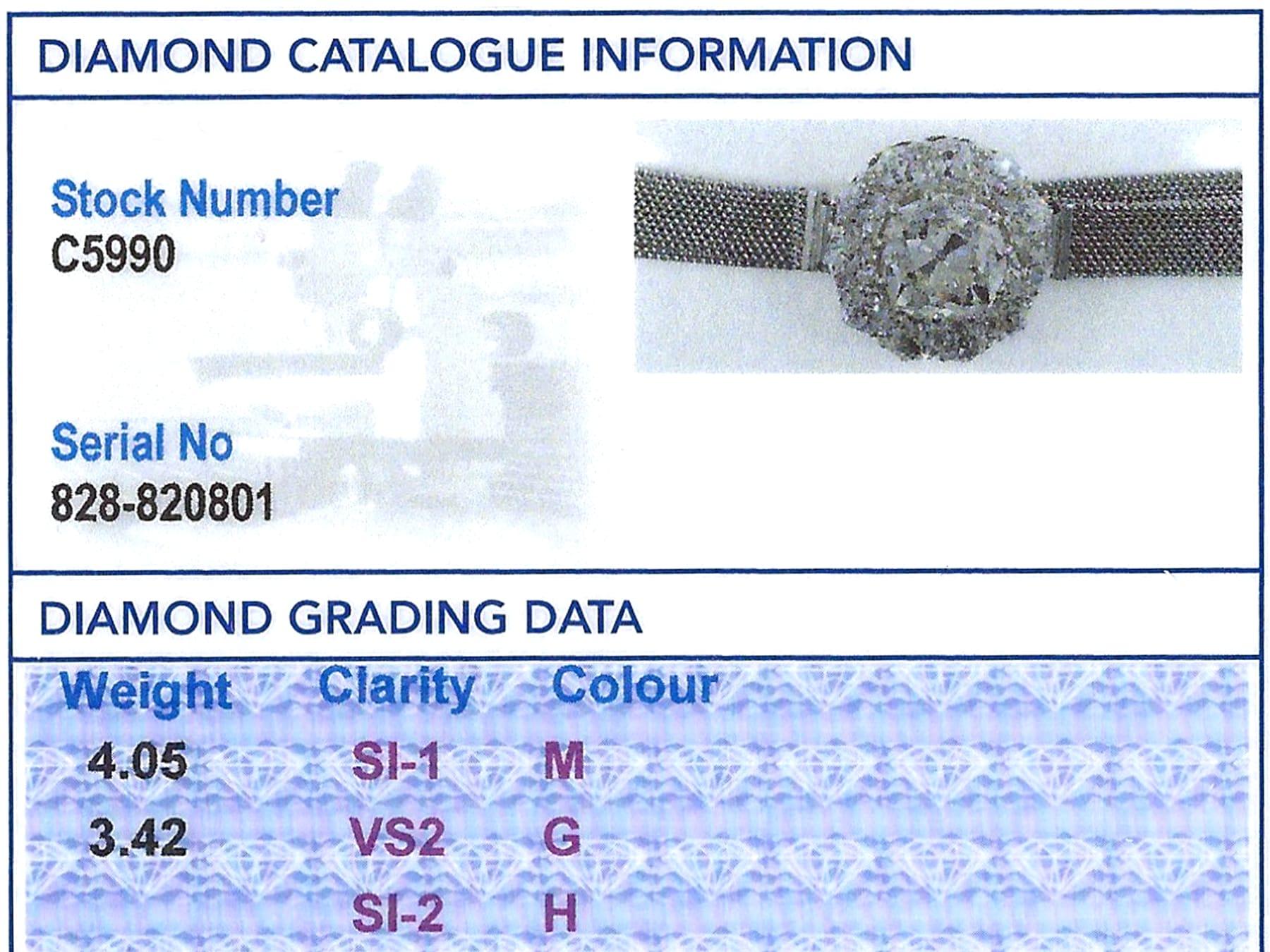 Antique 7.47 Carat Diamond White Gold Bracelet For Sale 11