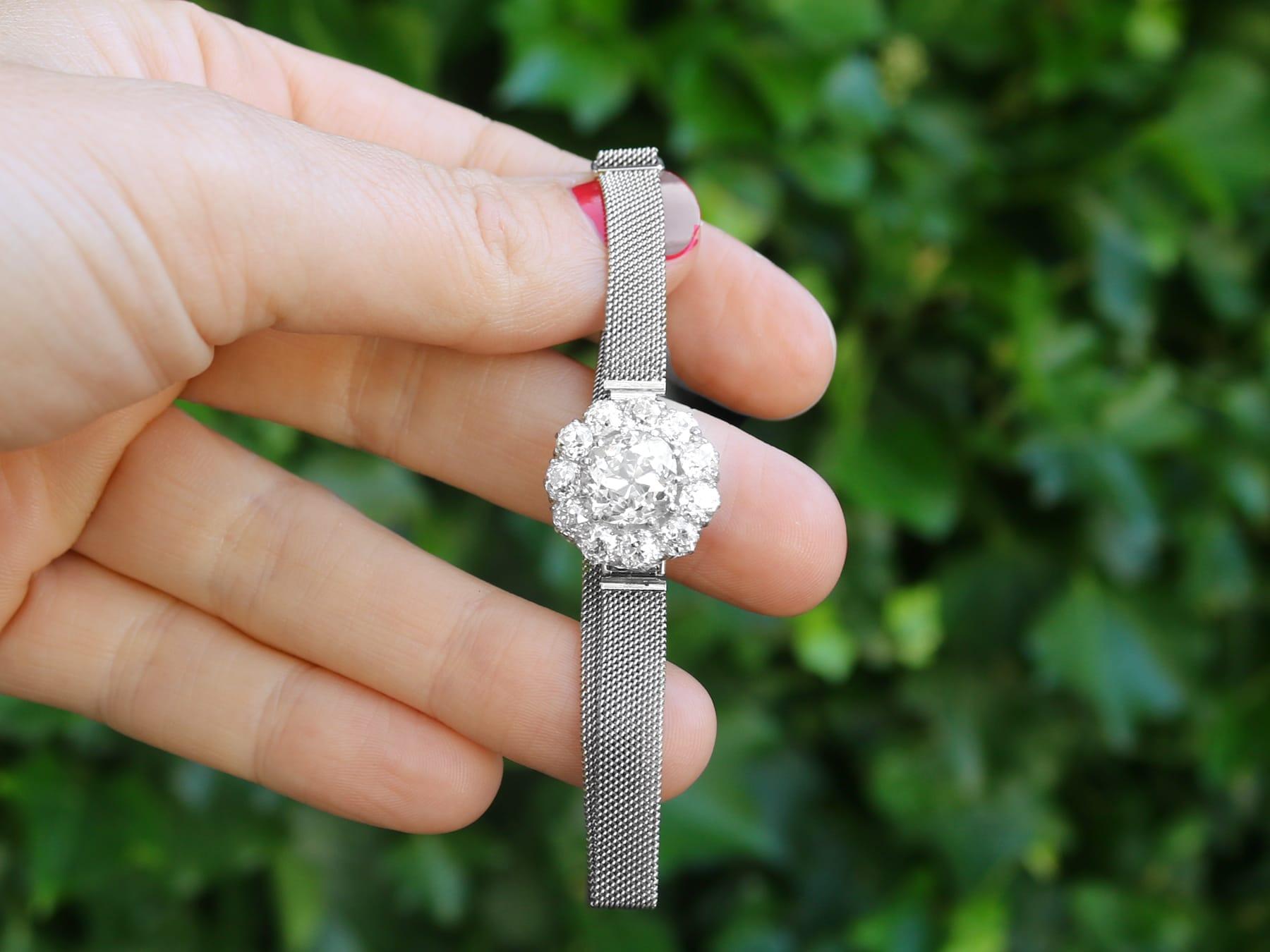 A magnificent and rare 7.47 Carat diamond and 18 karat gold bracelet; part of our diverse diamond jewelry and estate jewelry collections.

This magnificent, fine and rare antique bracelet has been crafted in 18k white gold and contains an impressive