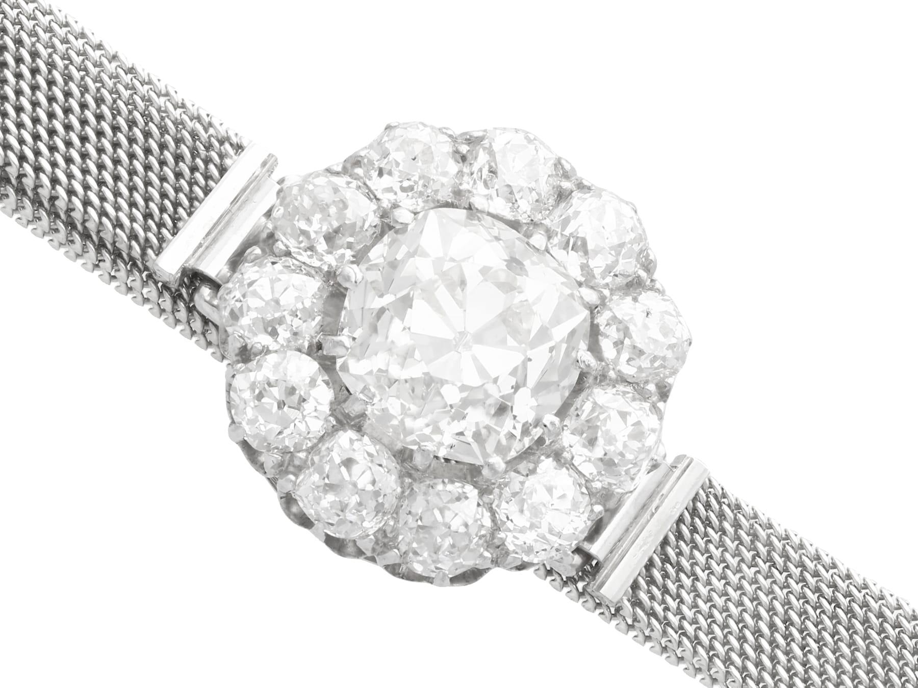 Antique 7.47 Carat Diamond White Gold Bracelet For Sale 1