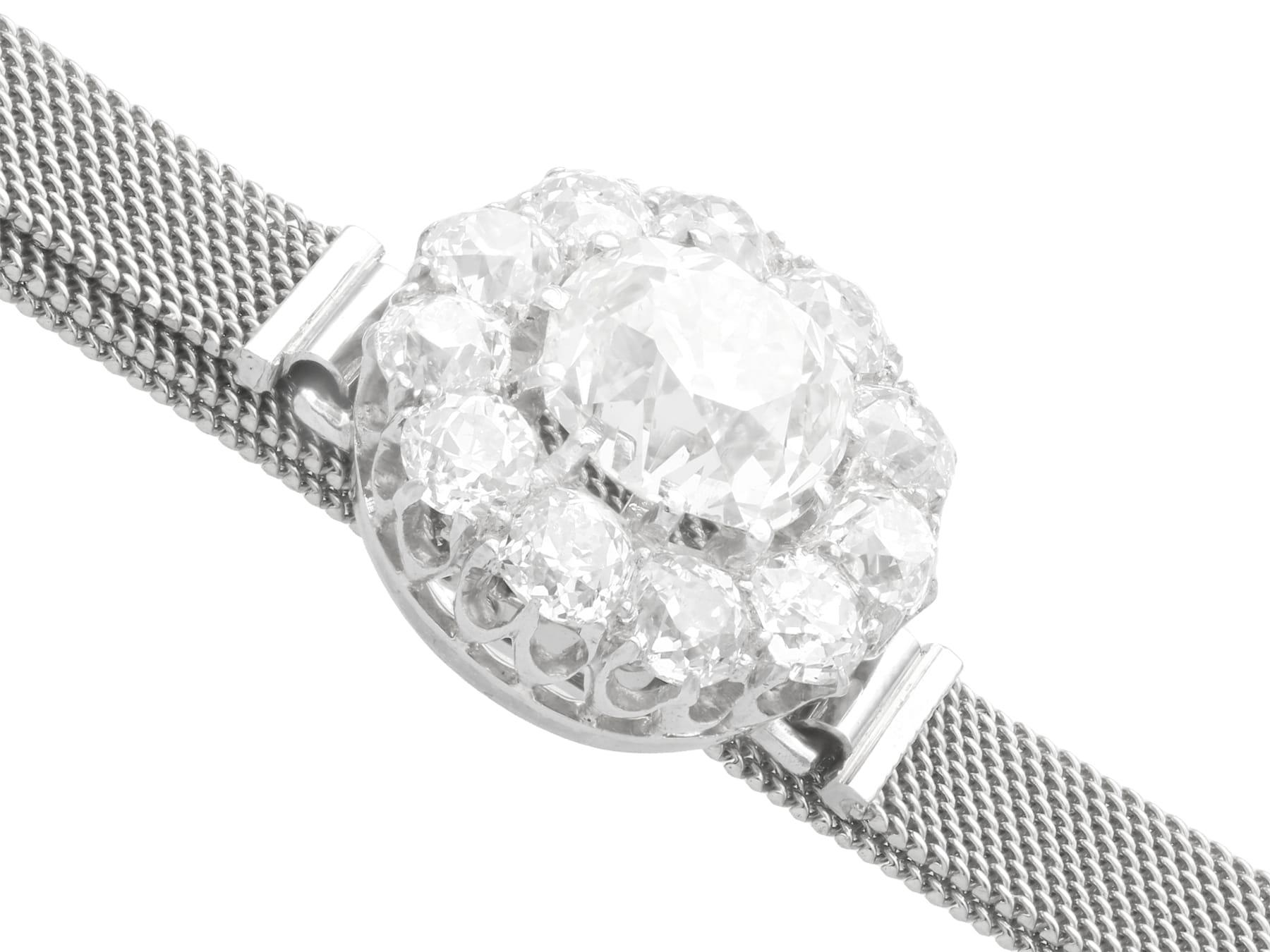 Antique 7.47 Carat Diamond White Gold Bracelet For Sale 2