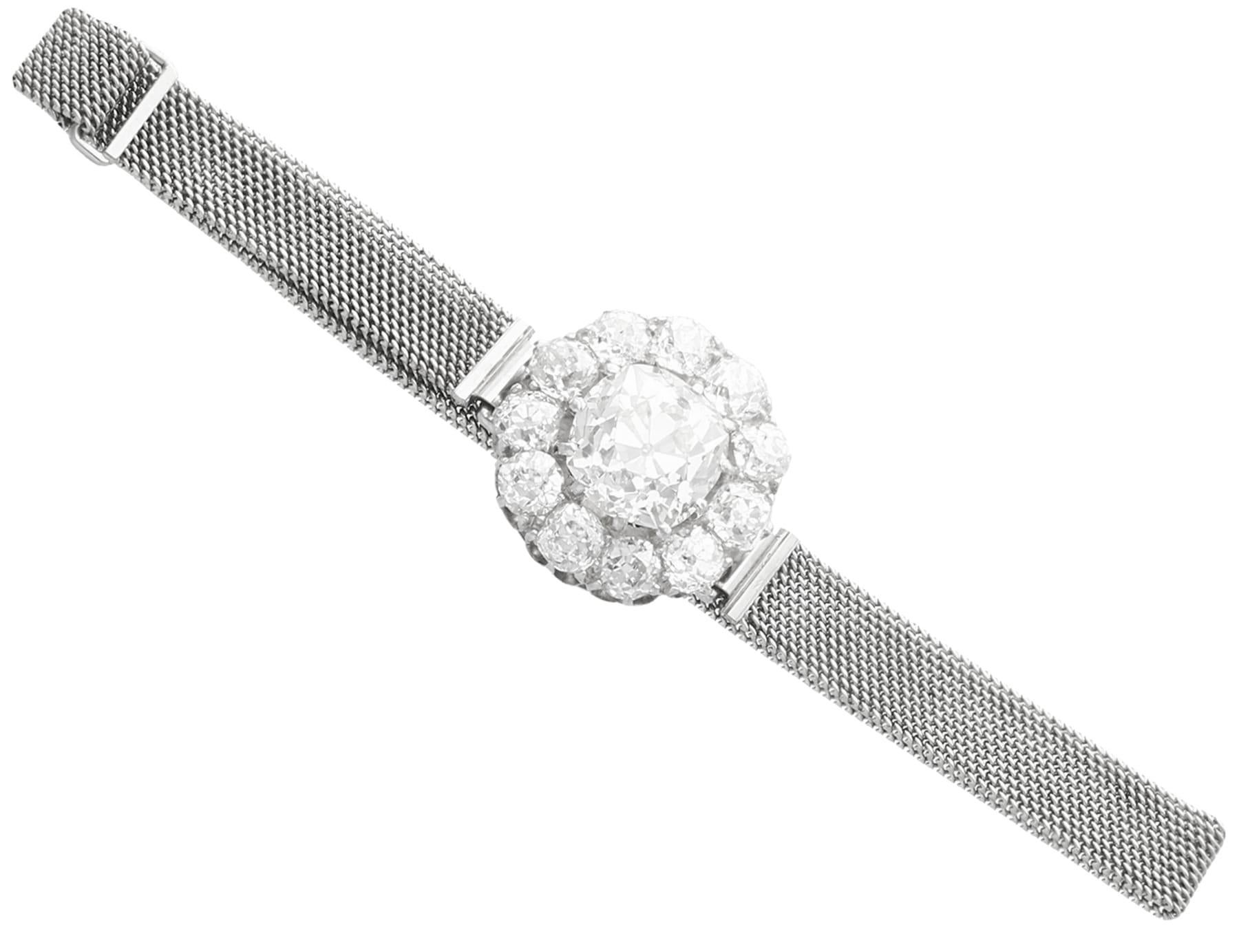Antique 7.47 Carat Diamond White Gold Bracelet For Sale 3