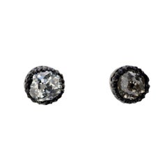 Orecchini antichi con diamante da 0,75 carati in oro rosa 14k e argento