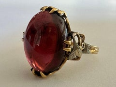 Antique 7.63 Carat Red Tanzanian Cabochon Garnet Dome Ring