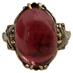 Antique 7.63 Carat Red Tanzanian Cabochon Garnet Dome Ring