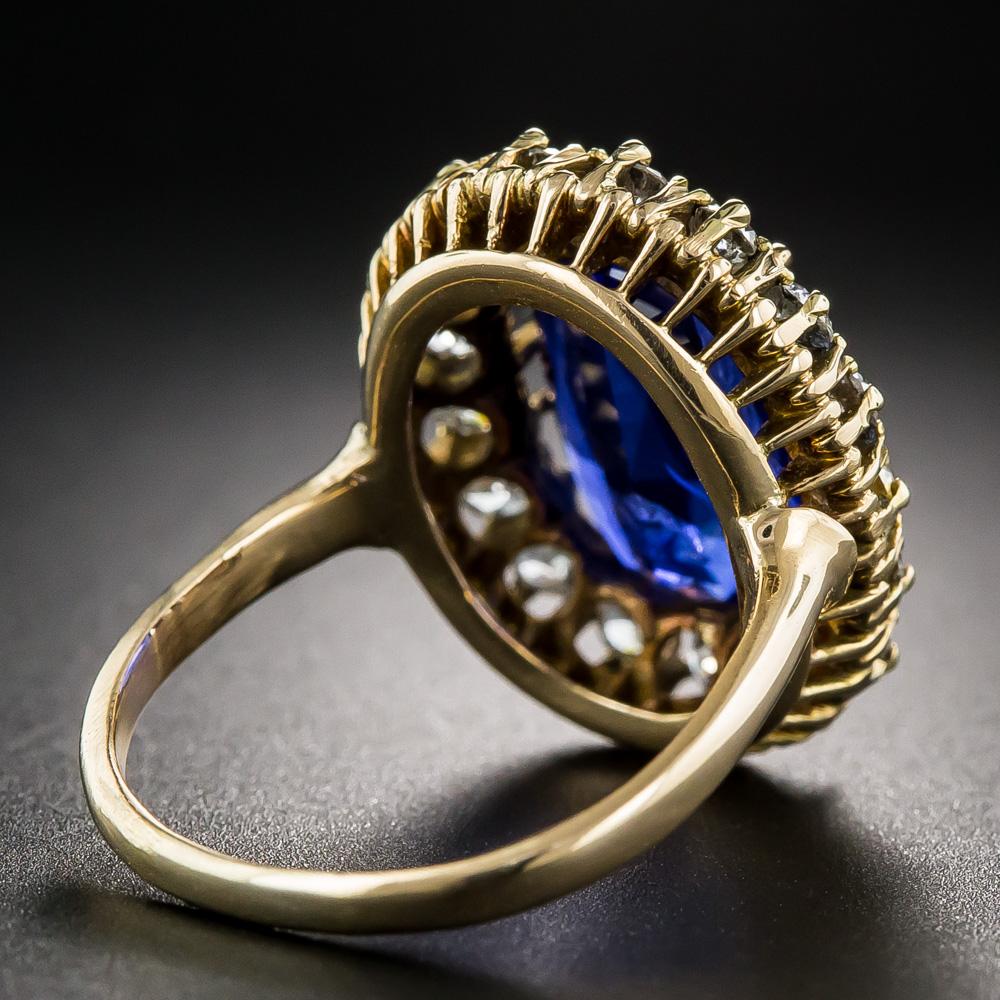 Oval Cut Antique 7.68 Carat Sapphire and Diamond Ring