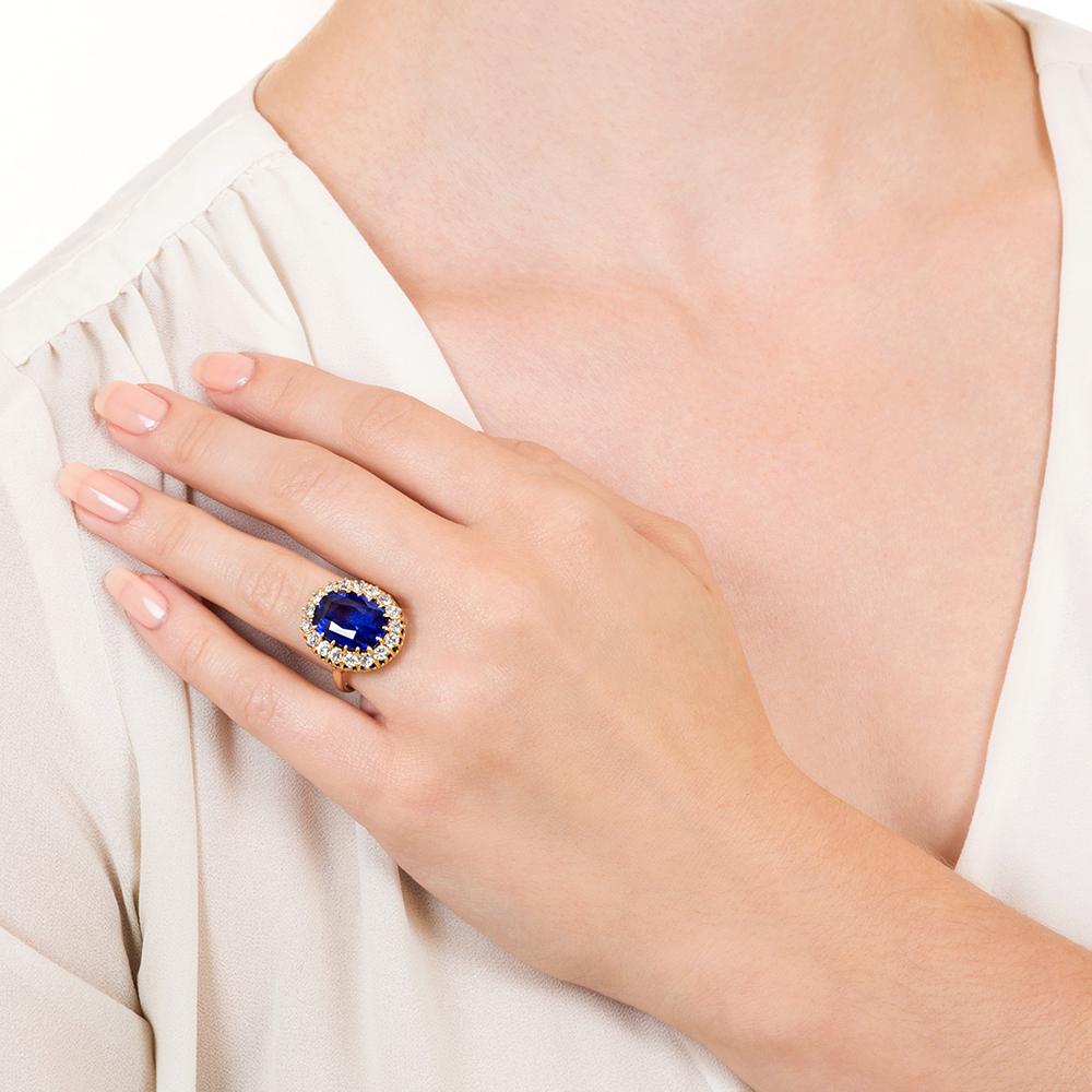 Women's Antique 7.68 Carat Sapphire and Diamond Ring